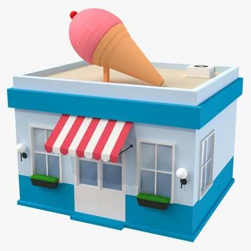 Ice Cream Shop Low Poly 3D Model 3D Model
