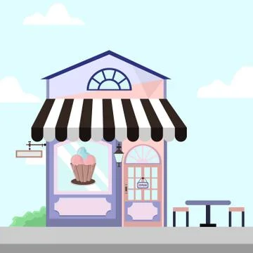 Ice Cream Shop Store Front Building Background Illustration Stock Illustration