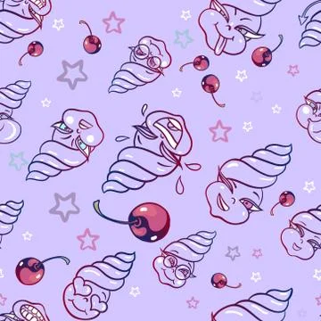 Ice cream smiles seamless pattern Stock Illustration