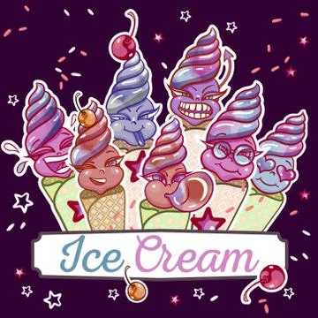 Ice cream smiles set Stock Illustration