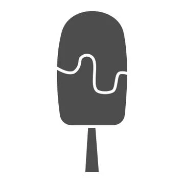 Ice cream solid icon, confectionary concept, eskimo with dark chocolate glaze Stock Illustration