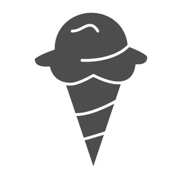 Ice cream solid icon, confectionary concept, Ice-cream in waffle cone sign on 스톡 일러스트