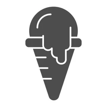 Ice cream solid icon. Melting flavored ice cream cone. Birthday party vector 스톡 일러스트