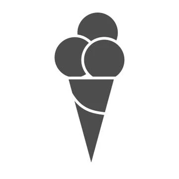 Ice cream solid icon, Summer concept, three ice cream balls in cone waffle sign 스톡 일러스트