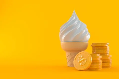 Ice cream with stack of coins Stock Illustration