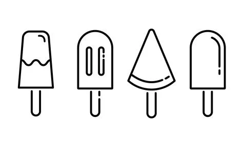 Ice cream on a stick, four different options. Stock Illustration