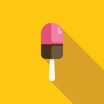 Ice cream on stick refreshing summer treat on yellow background Stock Illustration