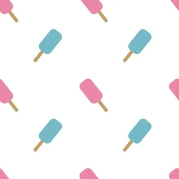Ice cream on a stick, seamless pattern, vector. Stock Illustration