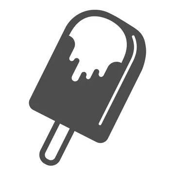 Ice cream on stick solid icon, dairy products concept, chocolate ice cream bar 스톡 일러스트