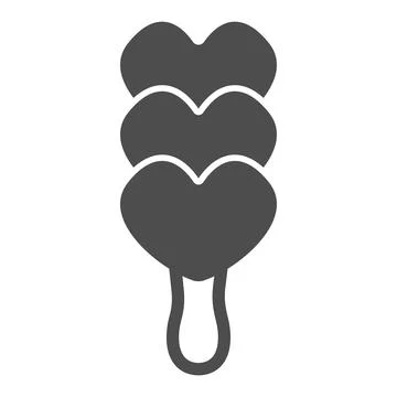 Ice cream on stick solid icon, icecream concept, Icecream heart vector sign on 스톡 일러스트
