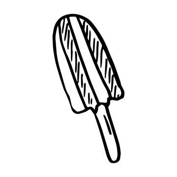 The ice cream on stick. Vector outline hand drawn illustration in doodle style. Stock-Illustration