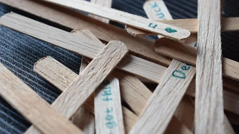 Ice cream stick with word Dont Give Up on table Stock Footage 287780922
