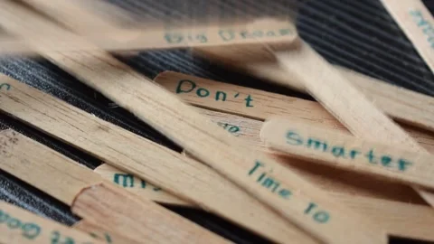Ice cream stick with word Dont Give Up on wood table Stock Footage 287780923