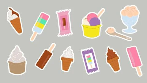 Ice cream stickers Stock Illustration