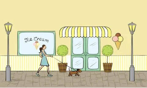 Ice Cream Storefront Stock Illustration