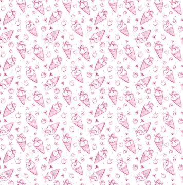 Ice cream with strawberry. seamless pattern Pink Ice cream for kids, adult Stock Illustration