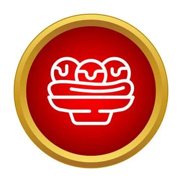 Ice cream sundae banana split icon creating sweet dessert concept Stock Illustration