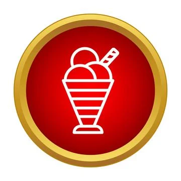 Ice cream sundae cup with scoops and wafer icon Stock Illustration