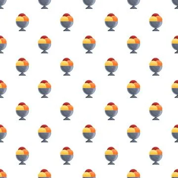 Ice cream sundae dessert pattern on white background Stock Illustration