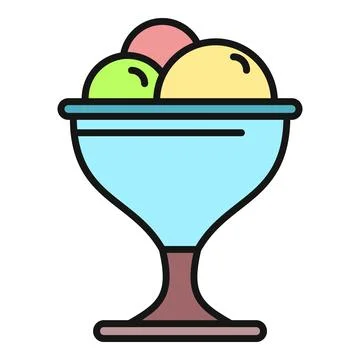 Ice cream sundae flat line vector icon design Stock Illustration