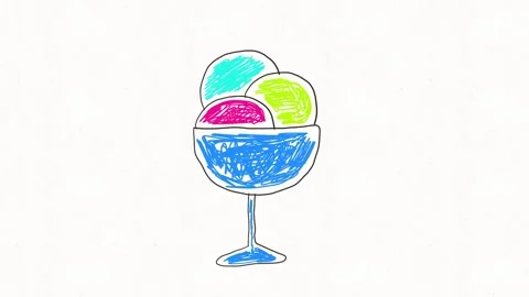 Ice Cream Sundae Hand Drawn Dessert Animation Stock Footage 338000123