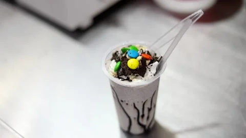 Ice Cream Sundae Shake Stock Footage 133102907