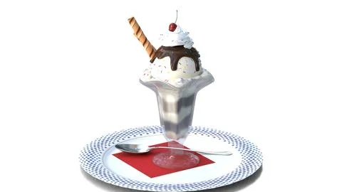 Ice cream sundae on white background Stock Illustration
