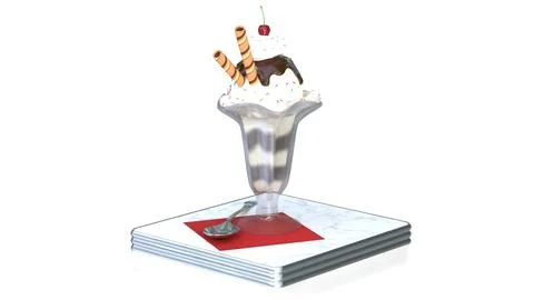 Ice cream sundae on white background Stock Illustration