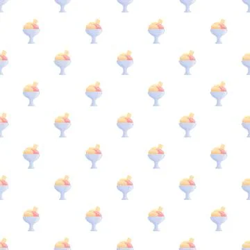 Ice cream sundaes repeating pattern on white background Stock Illustration
