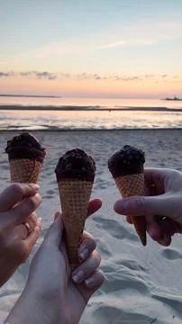 Ice Cream at Sunset Stock Photos