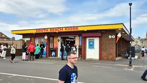 Ice cream take away cafe, South Beach, Troon, Scotland, UK Video stock 280858837