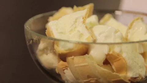 Ice cream, tasting of vanilla ice cream Stock Footage 74503914