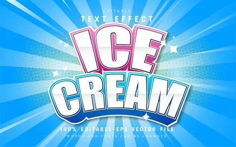 Ice cream text effect cartoon style Stock Illustration