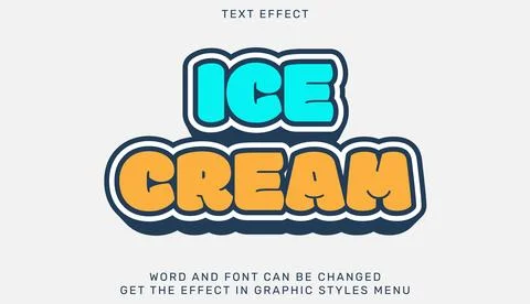 Ice cream text effect template in 3d design Stock Illustration
