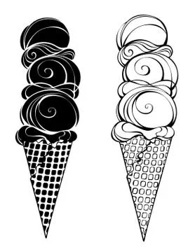 Ice cream with three balls Stock Illustration