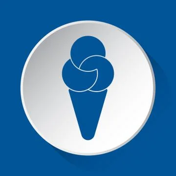Ice cream with three scoops - simple blue icon Stock Illustration