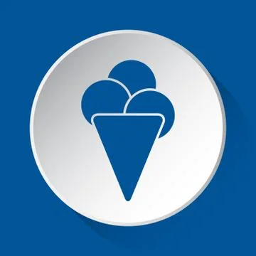 Ice cream with three scoops - simple blue icon Stock Illustration