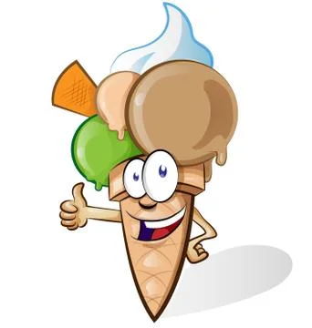 Ice cream with thumbs up Stockillustratie
