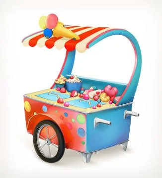 Ice cream trolley, vector icon Stock Illustration