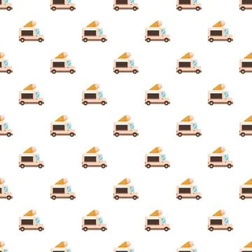 Ice cream trucks flat patterned background summer dessert Stockillustratie