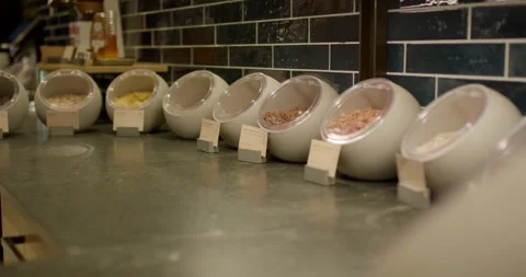 Ice Cream Tubs In Assorted Flavors Ready In Gelateria Display Stock Footage 340275187