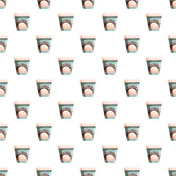 Ice cream tubs seamless pattern background 스톡 일러스트