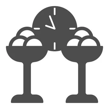 Ice cream for two, speed date, clock solid icon, speed dating concept, dating Stockillustratie