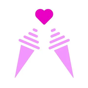 Ice cream valentine icon solid pink style illustration vector and logo icon.. Stock Illustration