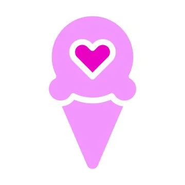 Ice cream valentine icon solid pink style illustration vector and logo icon.. 스톡 일러스트