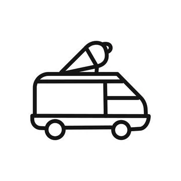 Ice cream van icon linear vector graphics sign Stock Illustration