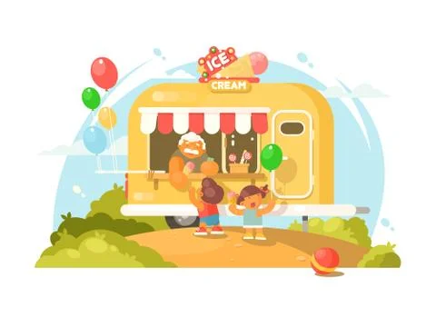Ice cream van Stock Illustration