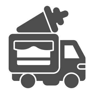 Ice Cream Van solid icon, waterpark concept, ice cream truck sign on white 스톡 일러스트