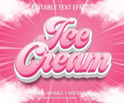 Ice cream vector 3d text effect with modern style design Stock Illustration