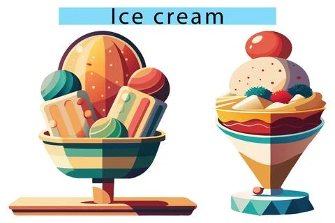 Ice cream vector art illustration, Colorful ice cream icon Stock Illustration